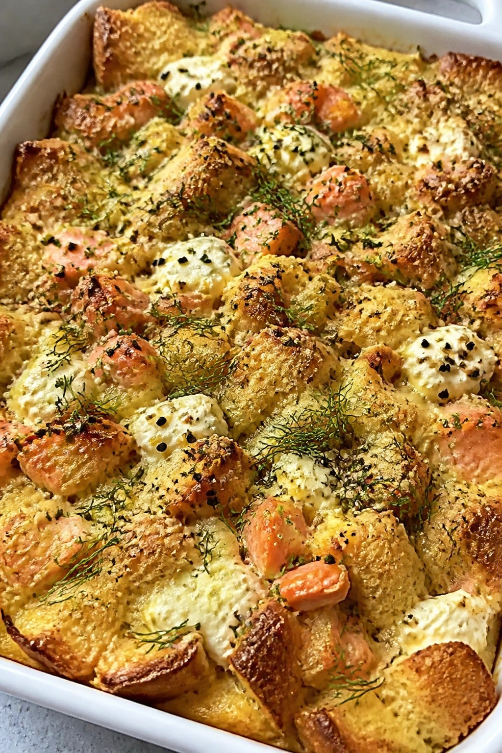 Smoked Salmon Everything Bagel Strata