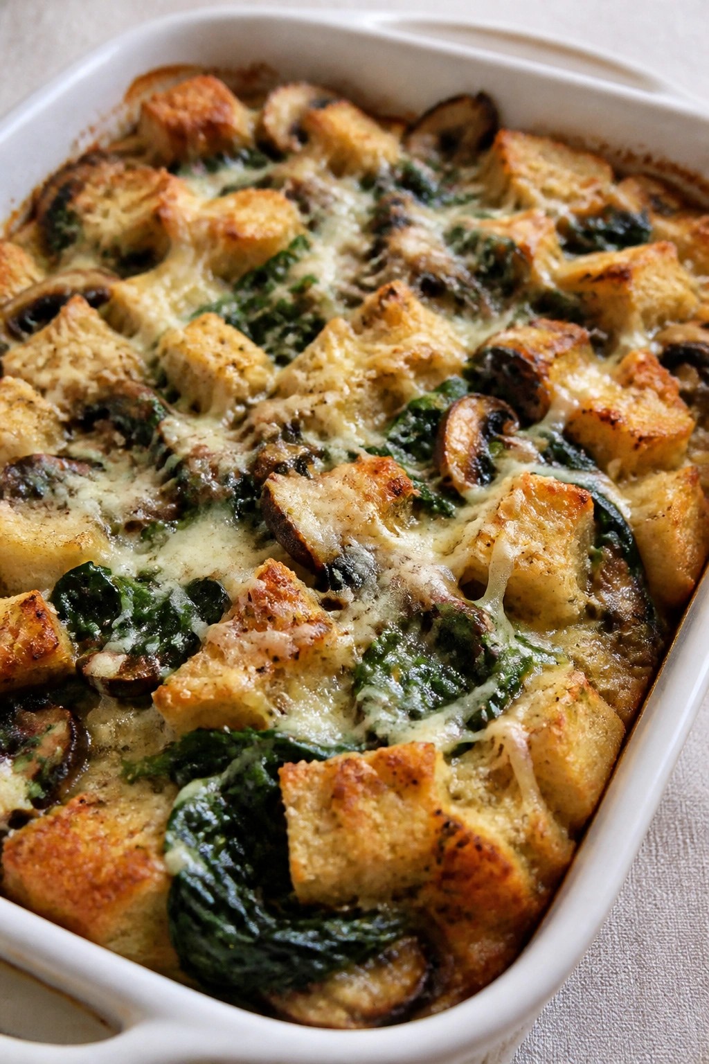 Spinach Mushroom and Gruyere Vegetarian Casserole