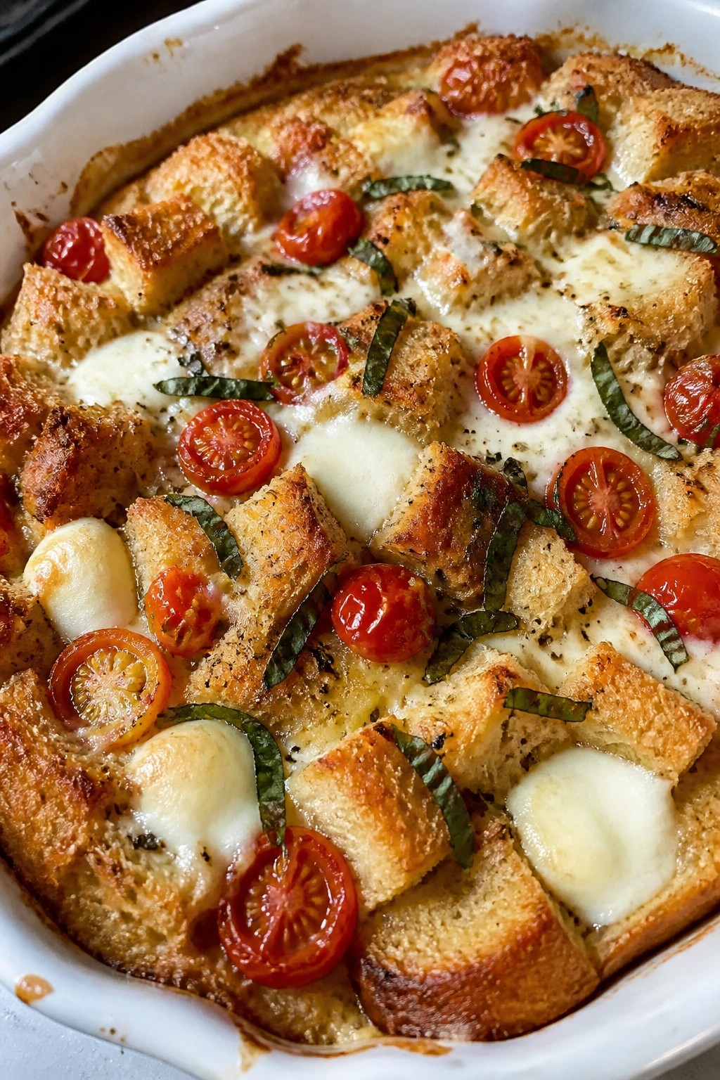 Tomato Basil Mozzarella Caprese Strata
