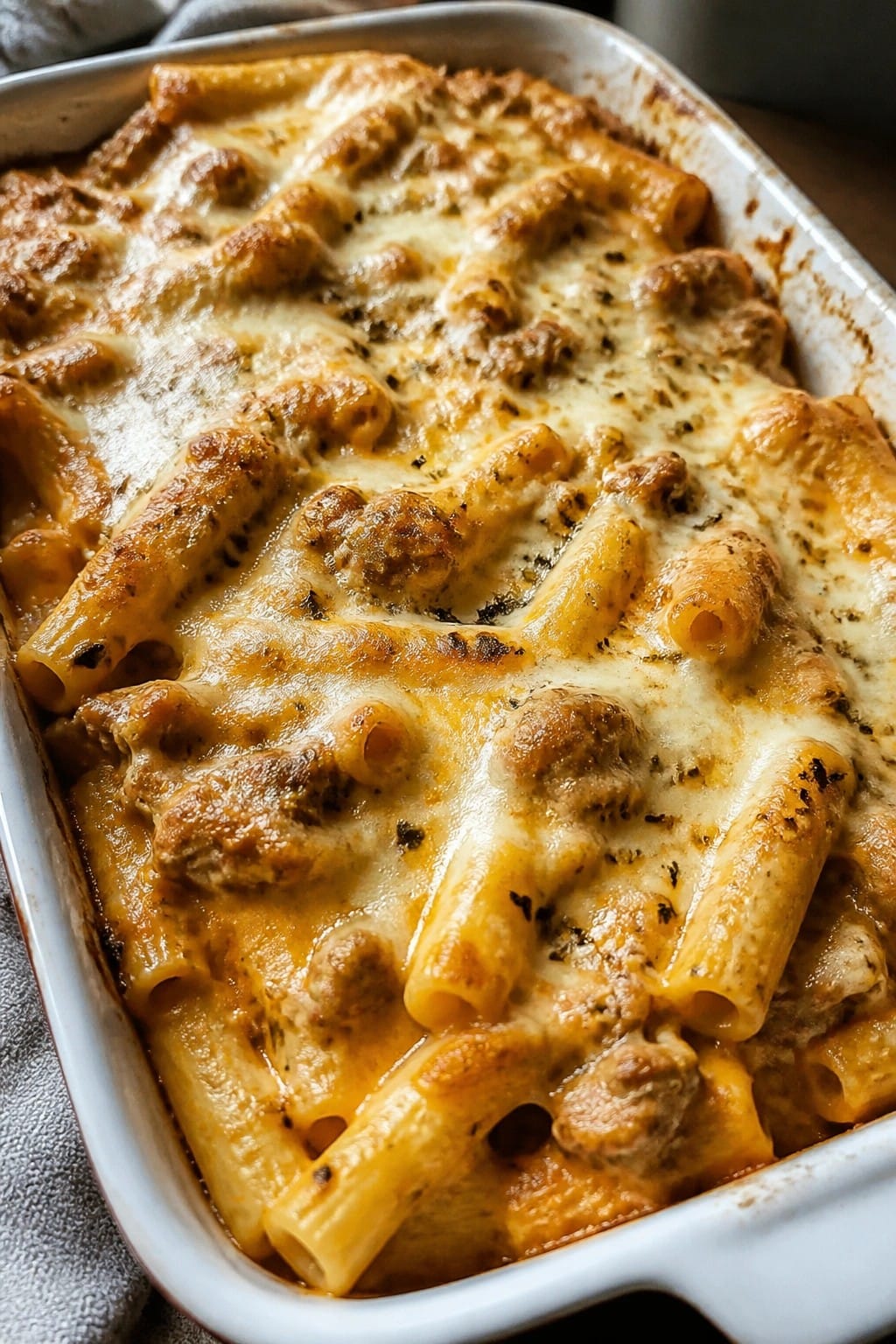 Creamy Pumpkin and Italian Sausage Ziti Casserole