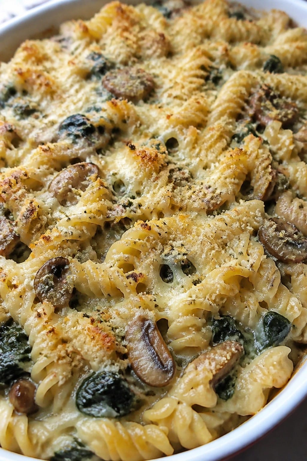 Herbed Mushroom and Swiss Chard Rotini Bake