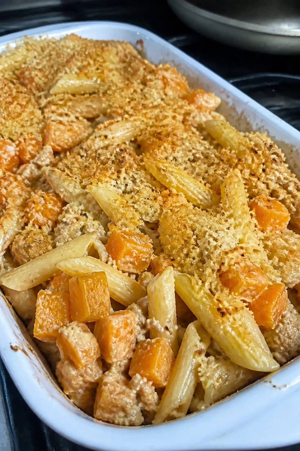 Maple-Dijon Butternut and Turkey Pasta Casserole