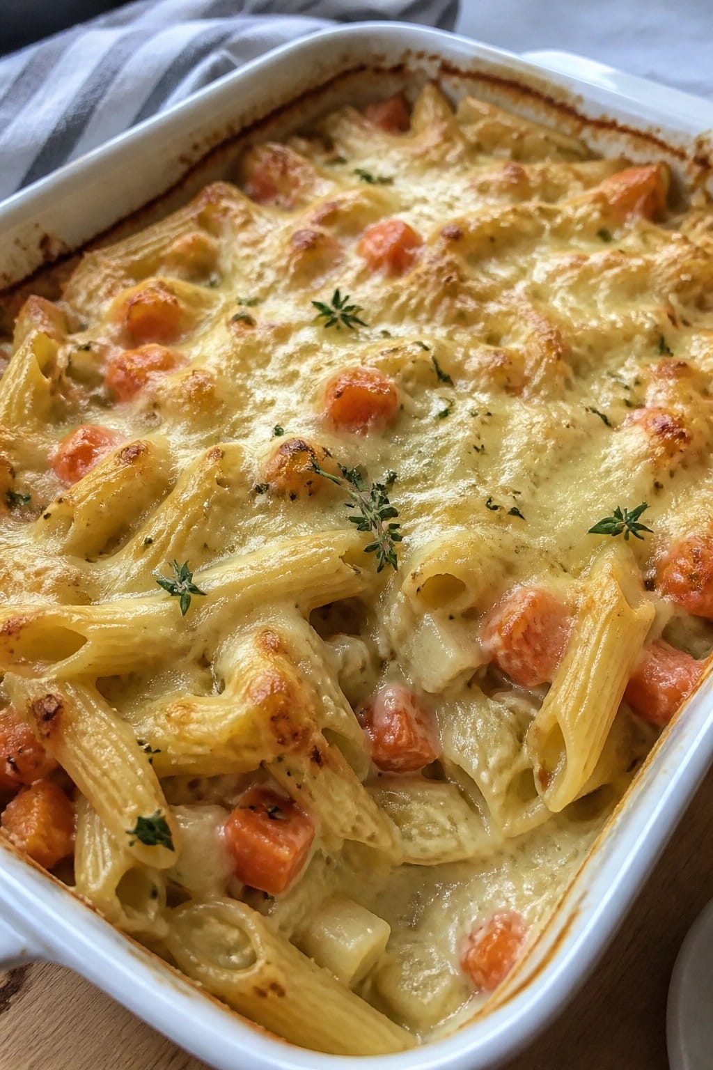 Thyme-Roasted Root Vegetable and Gruyere Pasta Casserole