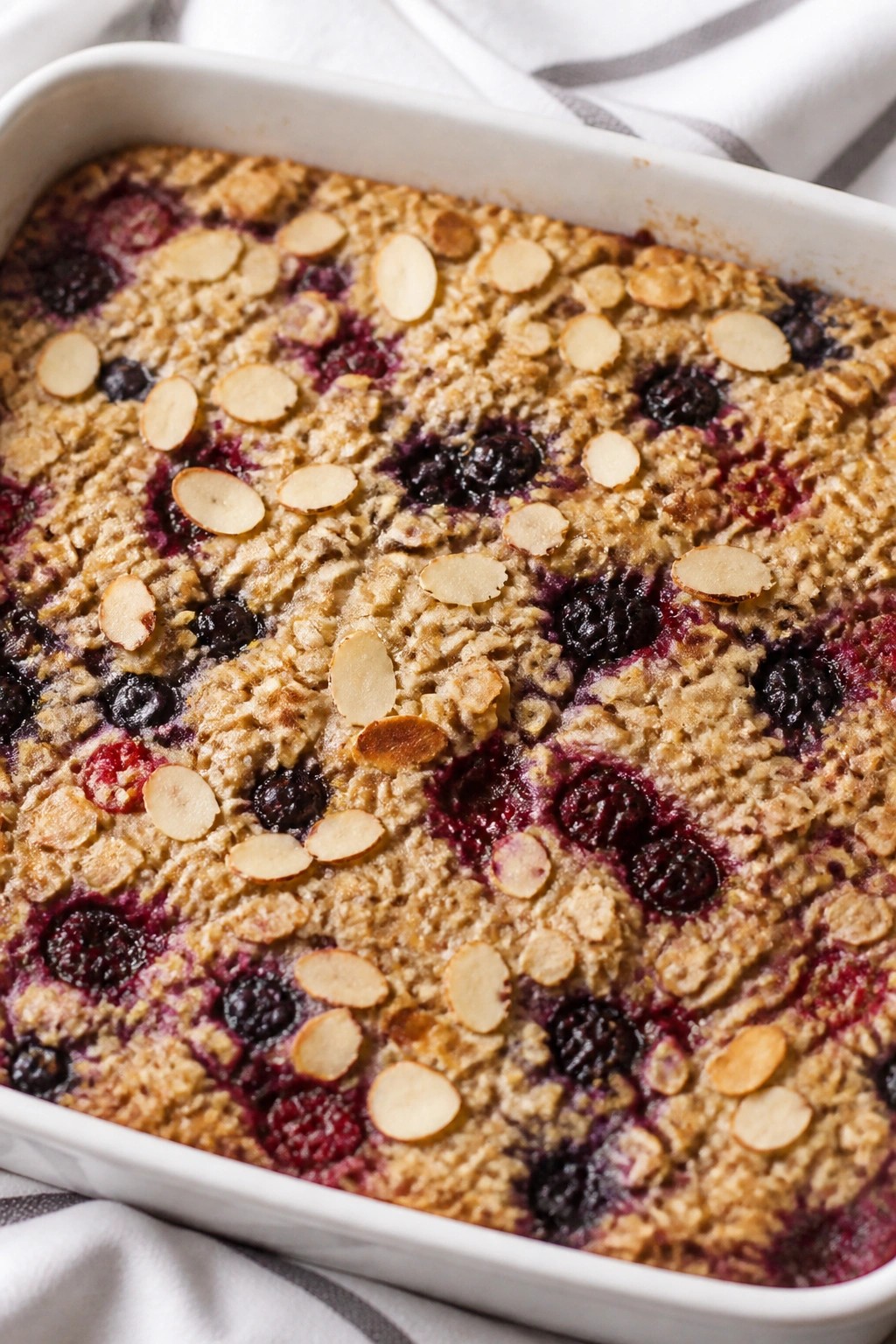 Baked Oatmeal Berry Almond Breakfast Casserole