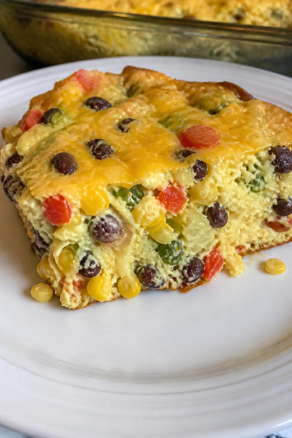 Southwestern Black Bean Corn Egg Bake with Bell Peppers