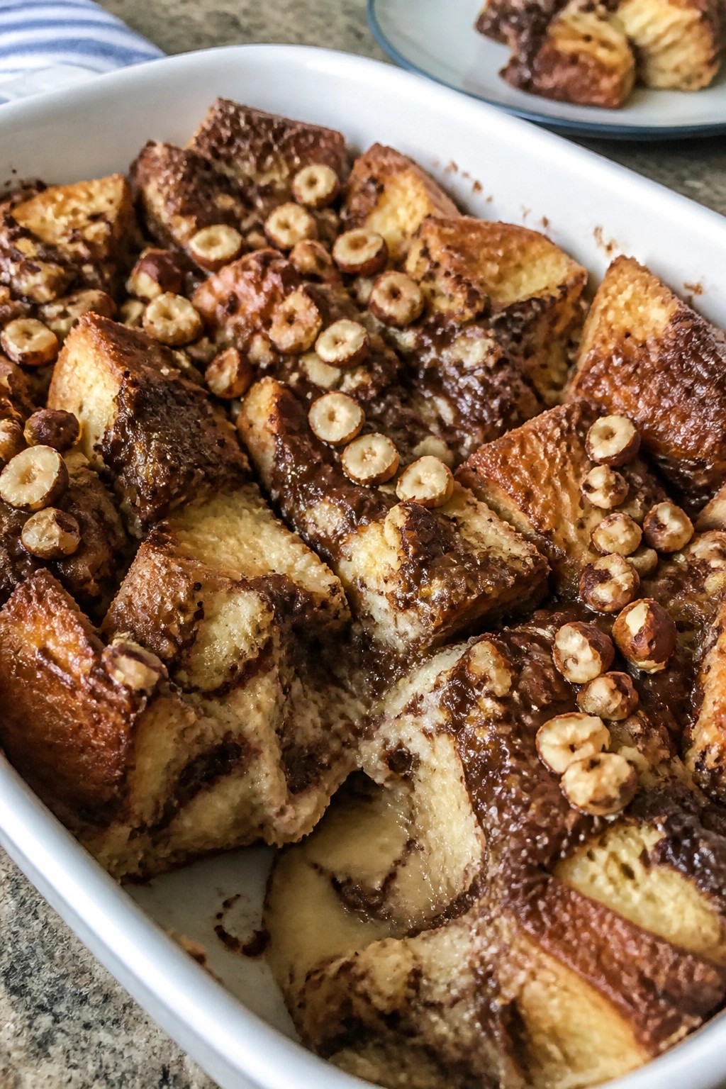 Chocolate Hazelnut Swirl French Toast Casserole