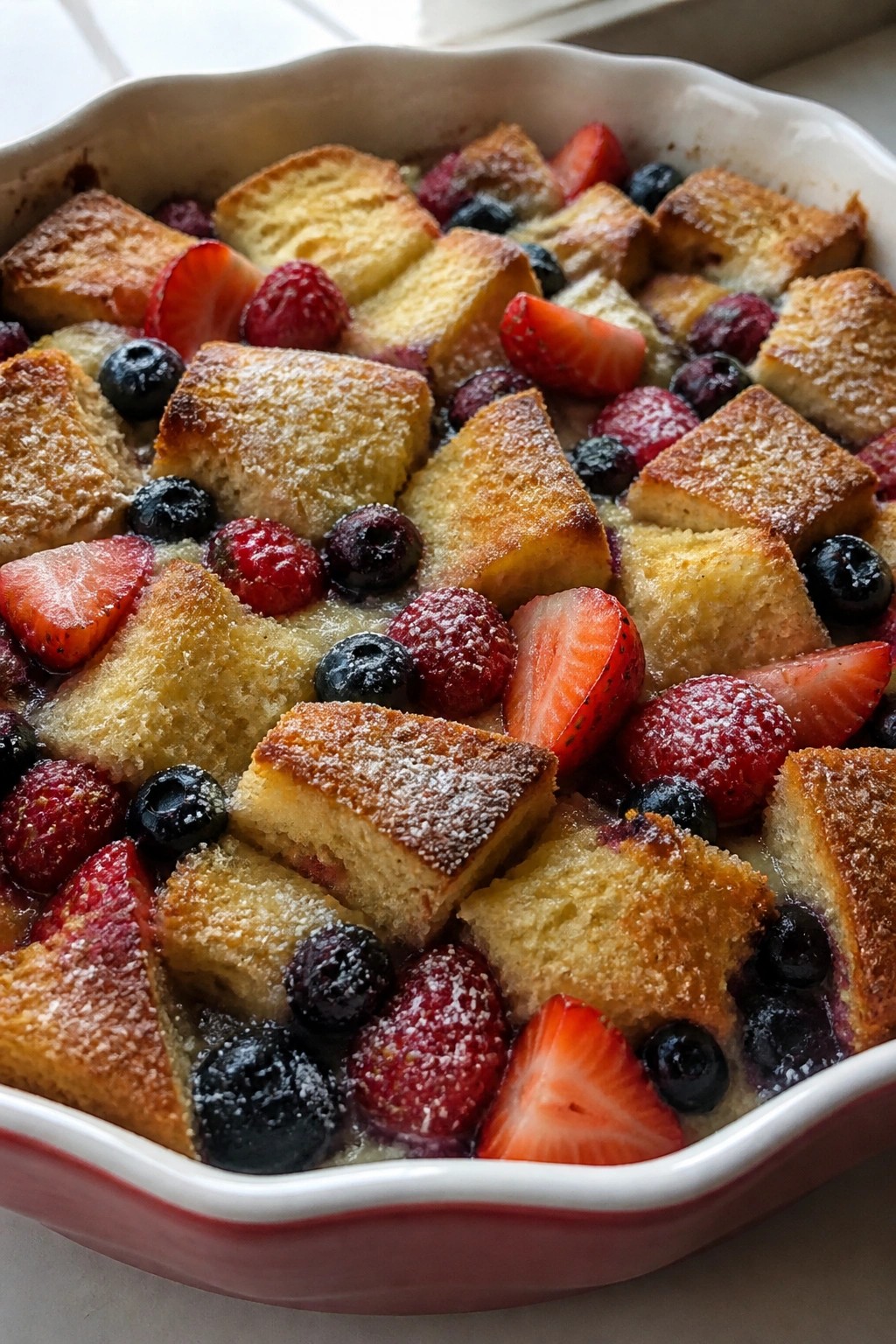 Classic Vanilla Bean French Toast Casserole with Fresh Berries