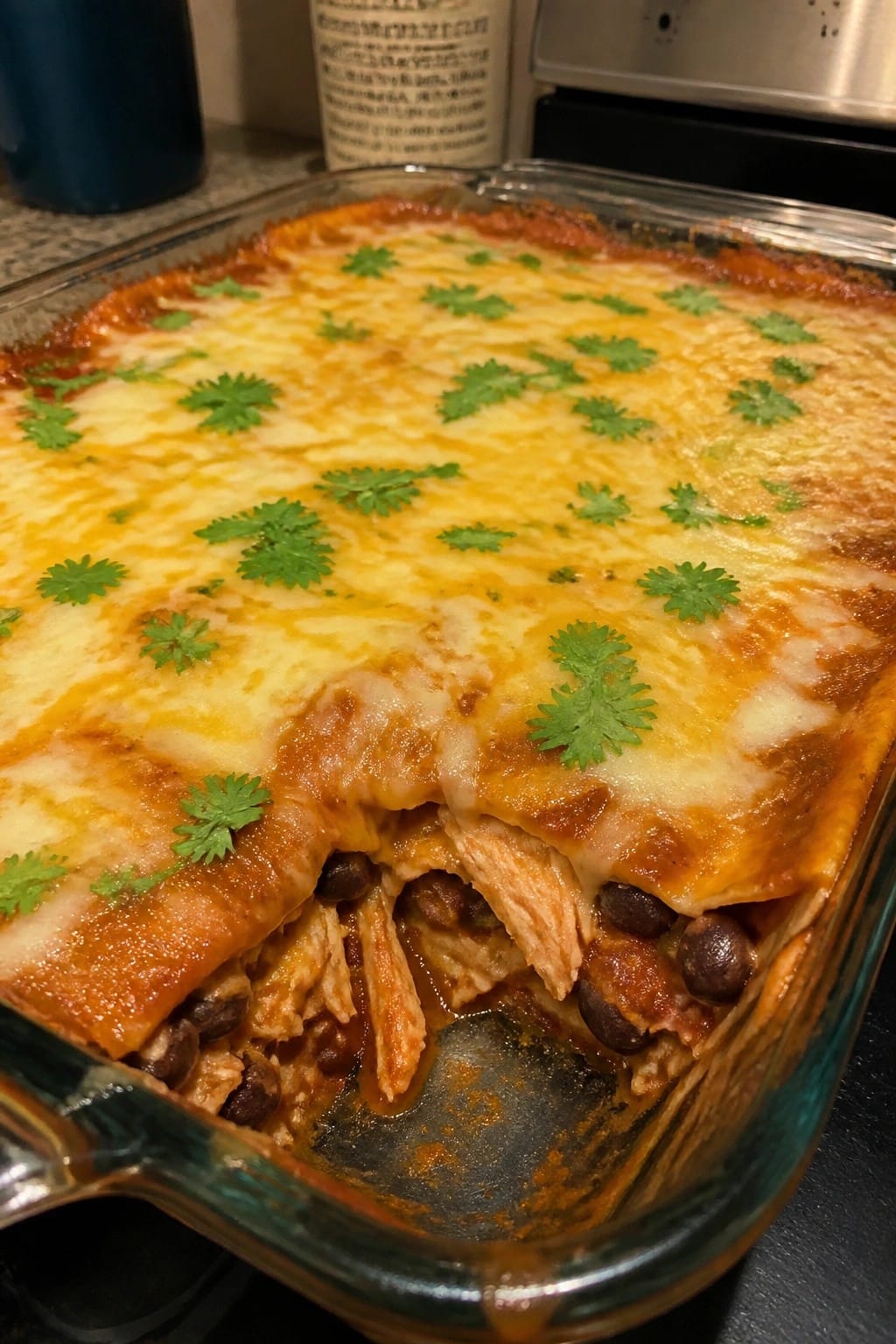 Chicken Enchilada Casserole with Black Beans