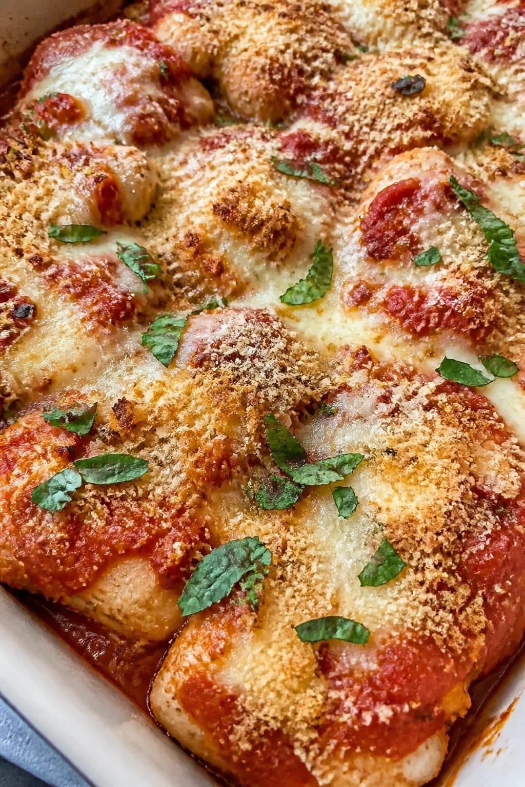Chicken Parmesan Casserole with Crispy Breadcrumbs