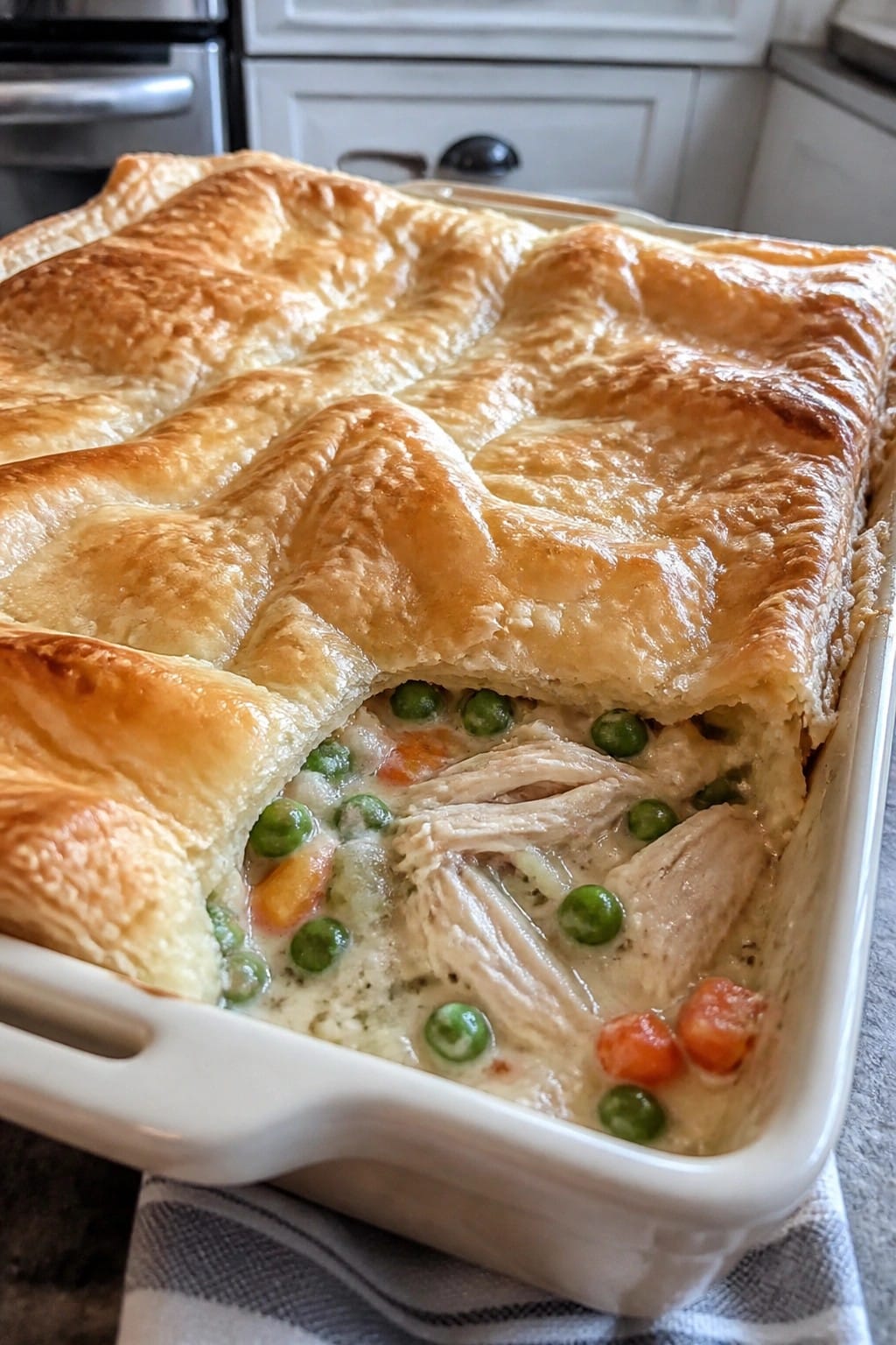 Chicken Pot Pie Casserole with Flaky Topping