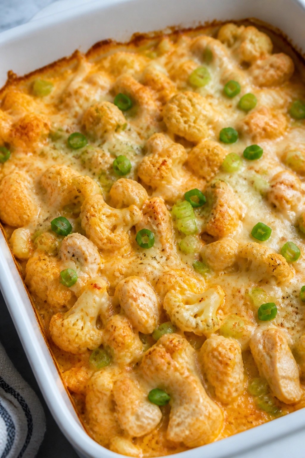Buffalo Cauliflower Chicken Casserole