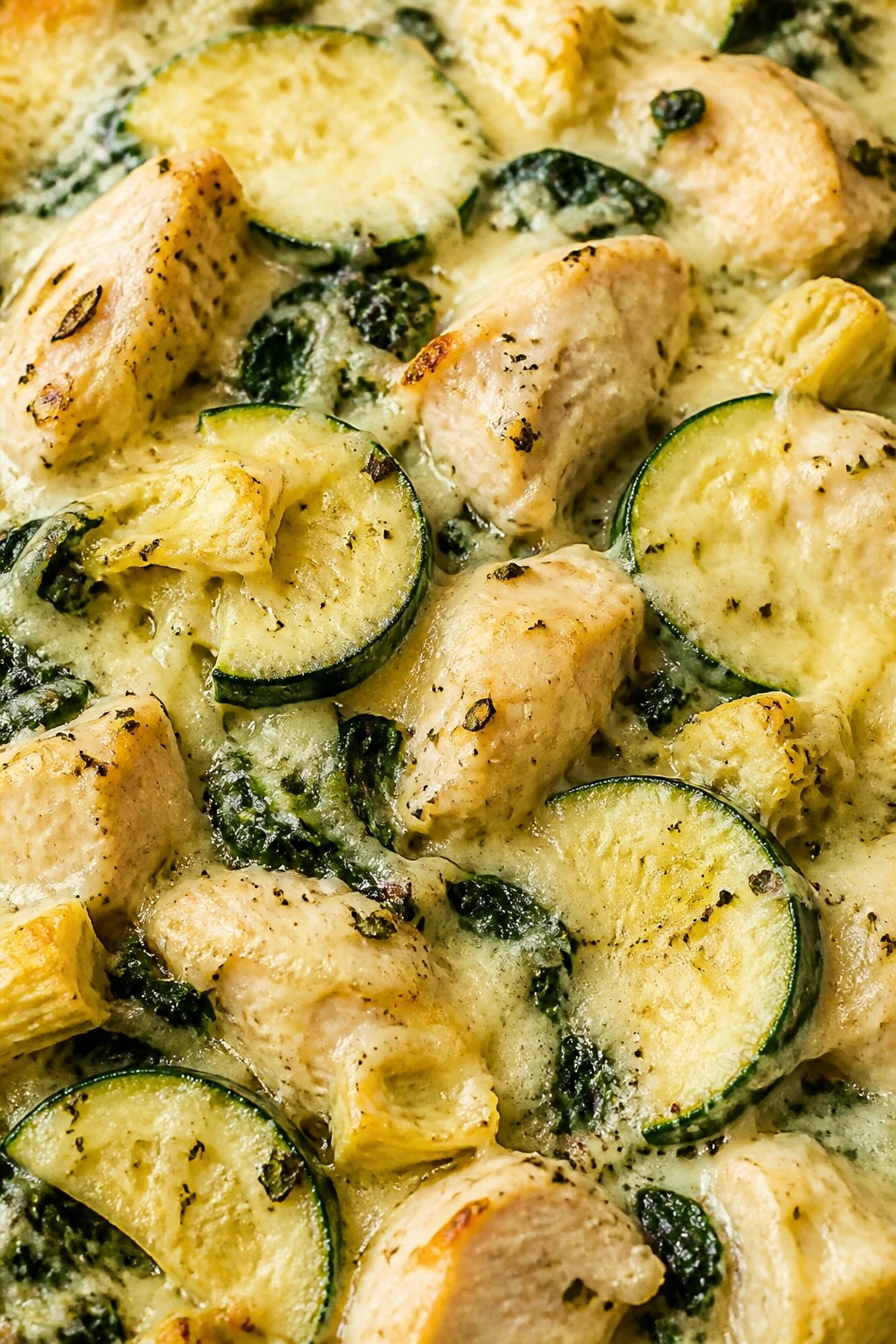 Spinach Artichoke Chicken Zucchini Casserole