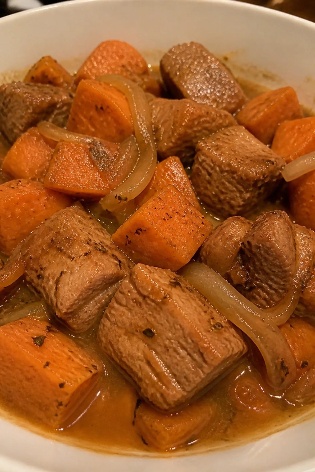 Apple Cider Braised Pork and Sweet Potato Casserole