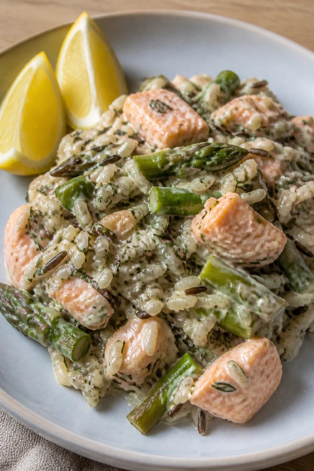 Salmon Asparagus Wild Rice Casserole