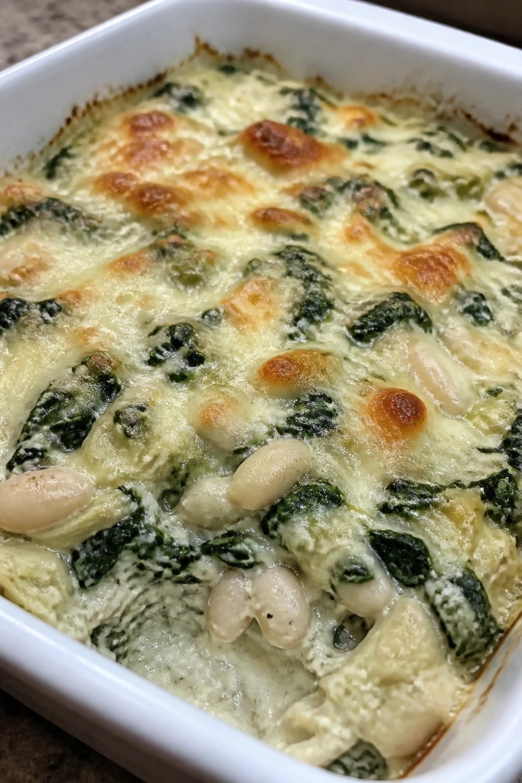 Spinach Artichoke White Bean Casserole