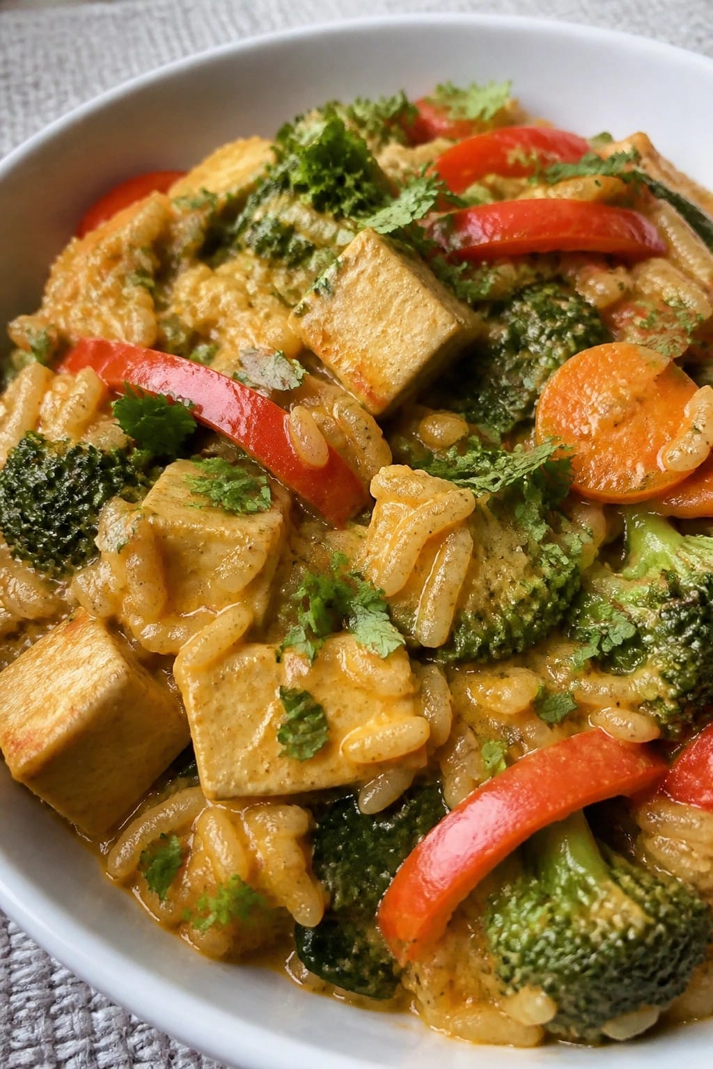Thai Coconut Curry Tofu Vegetable Casserole