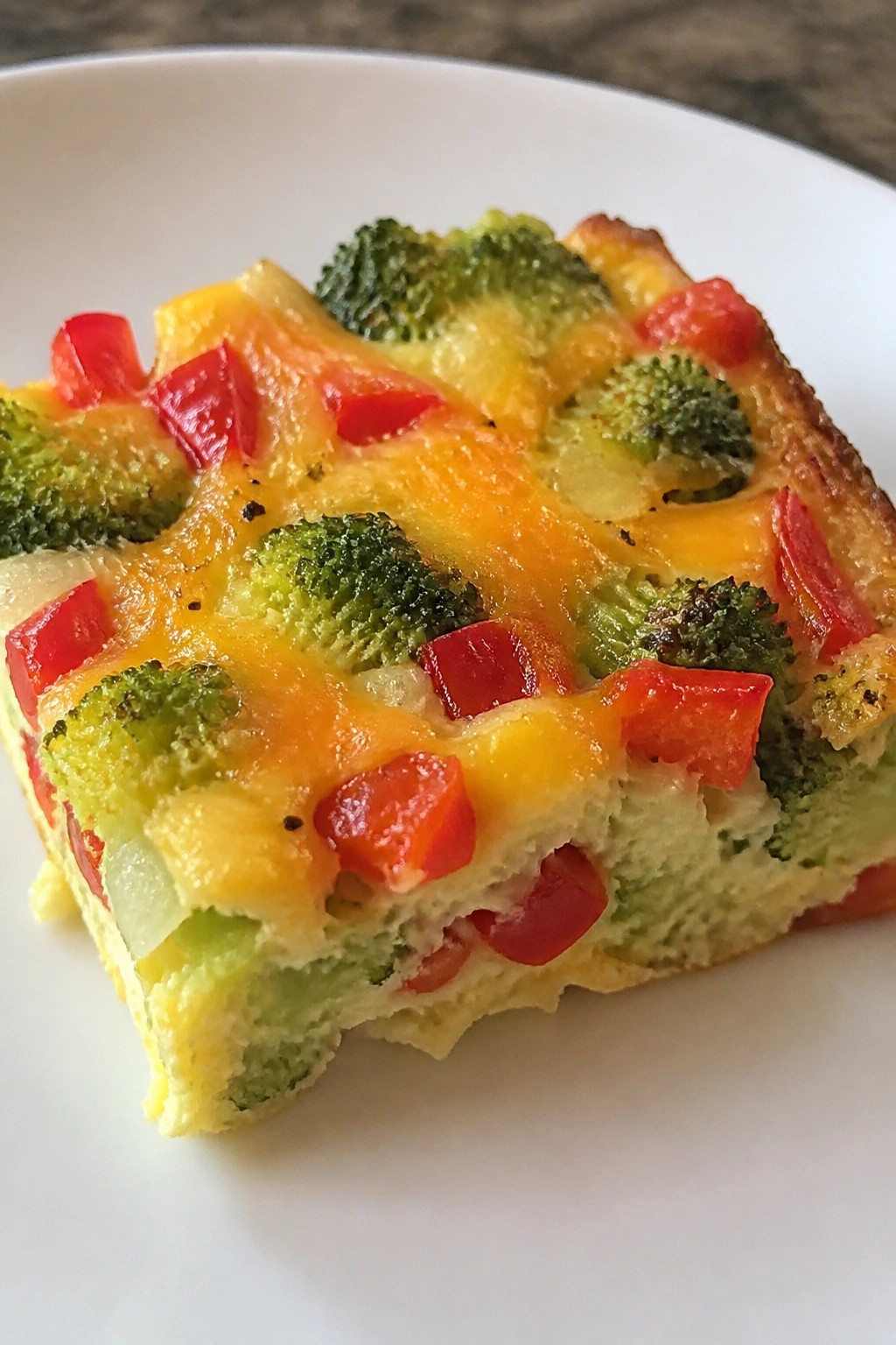 Broccoli Cheddar Red Pepper Breakfast Casserole