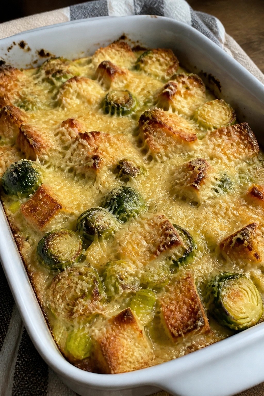 Brussels Sprout Leek and Parmesan Breakfast Casserole