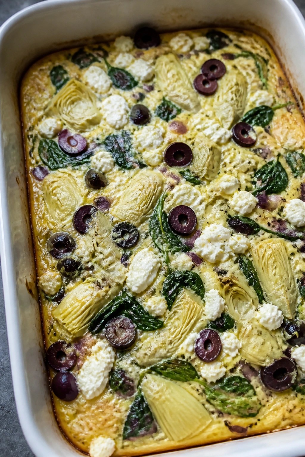 Greek Artichoke Olive and Oregano Breakfast Casserole