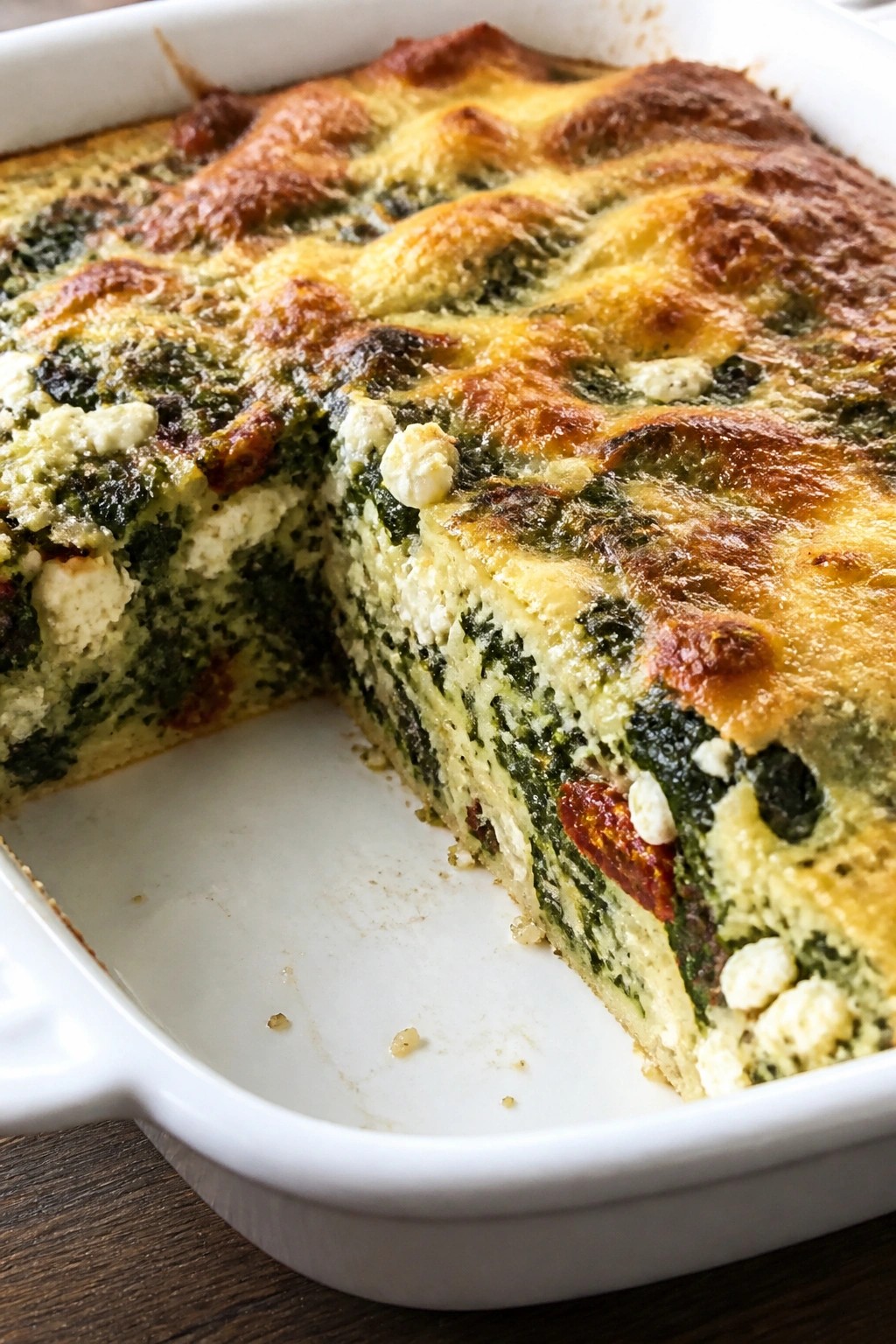 Mediterranean Spinach Feta Sun-Dried Tomato Breakfast Casserole