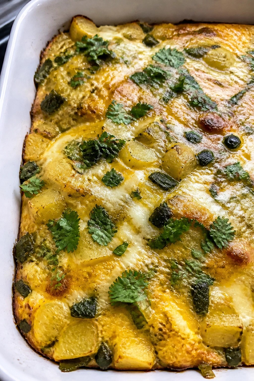 Poblano Potato Green Chile Breakfast Casserole