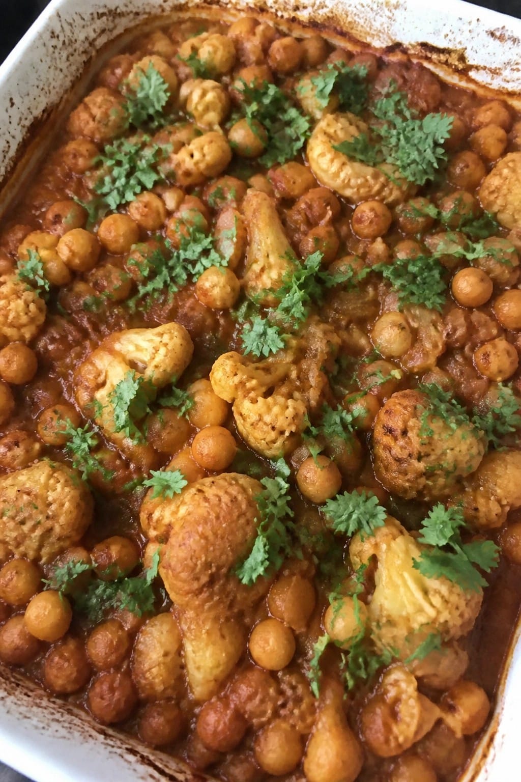Indian Spiced Chickpea and Cauliflower Casserole