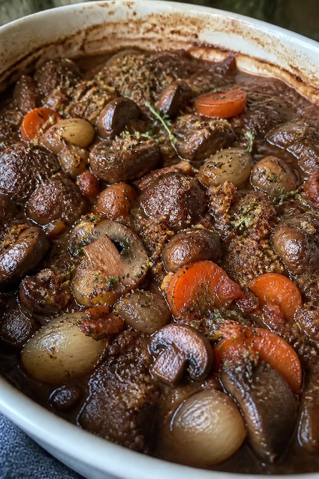 Beef Bourguignon-Style Mushroom Casserole