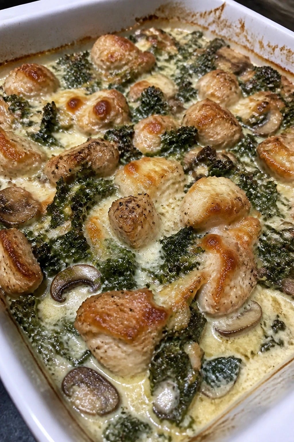 Creamy Chicken, Mushroom, and Kale Bake