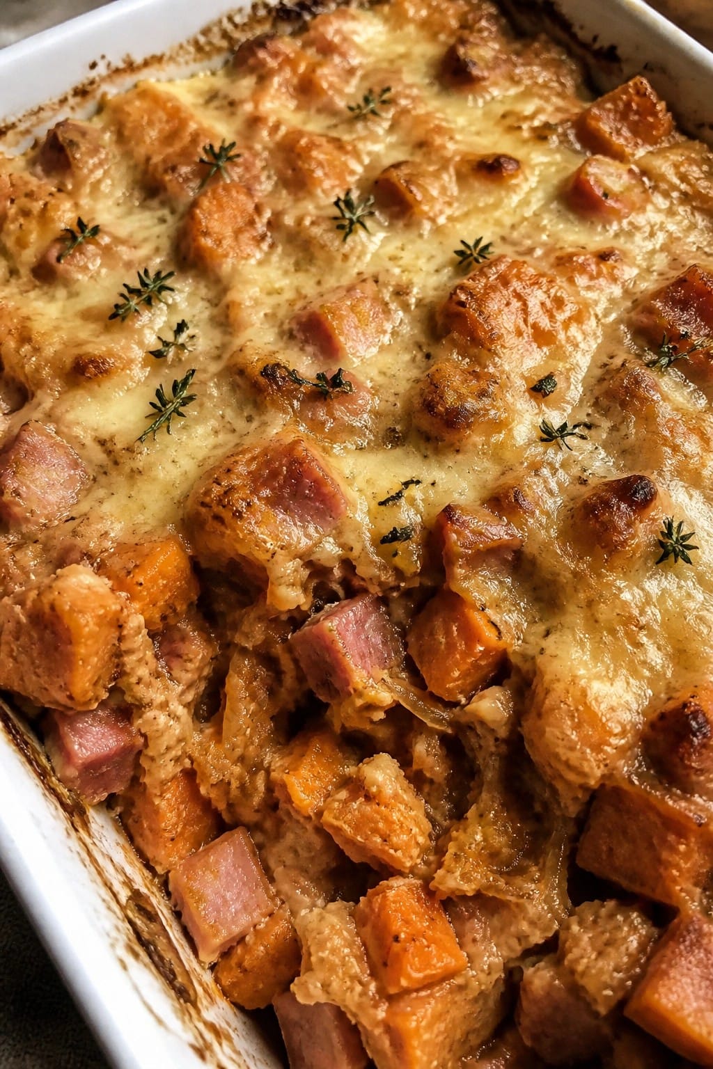 Ham and Caramelized Onion Sweet Potato Casserole