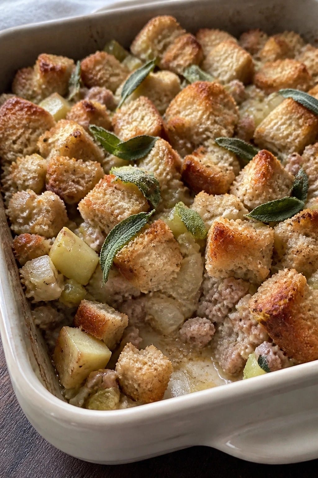 Pork Apple and Sage Stuffing Casserole