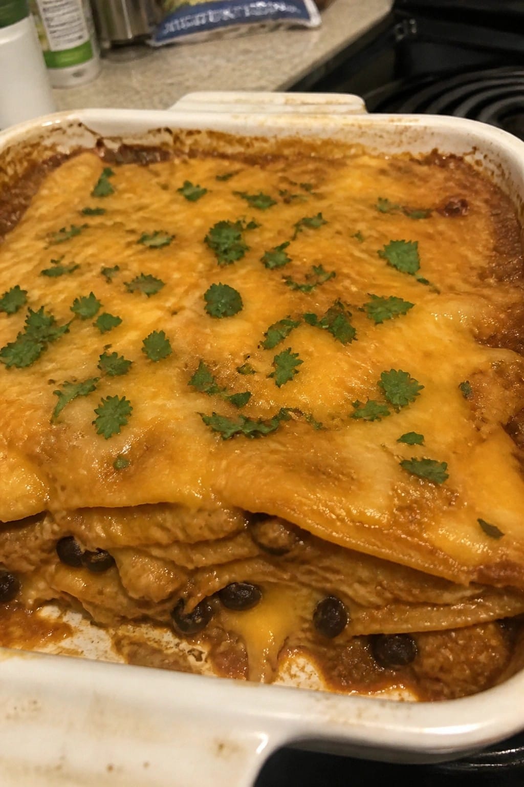 Pumpkin Black Bean Enchilada Casserole