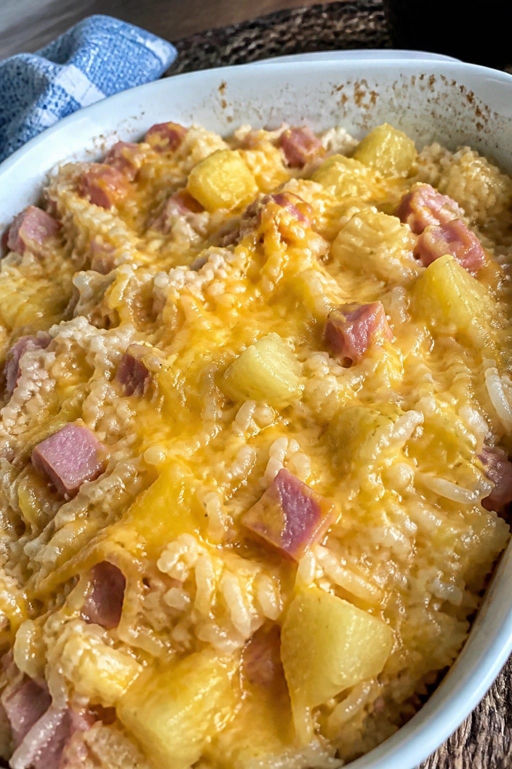 Ham and Pineapple Hawaiian Rice Casserole