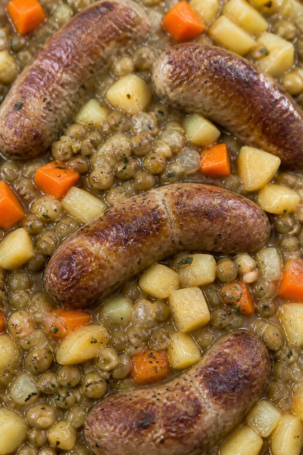 Sausage and Lentil Casserole with Root Vegetables