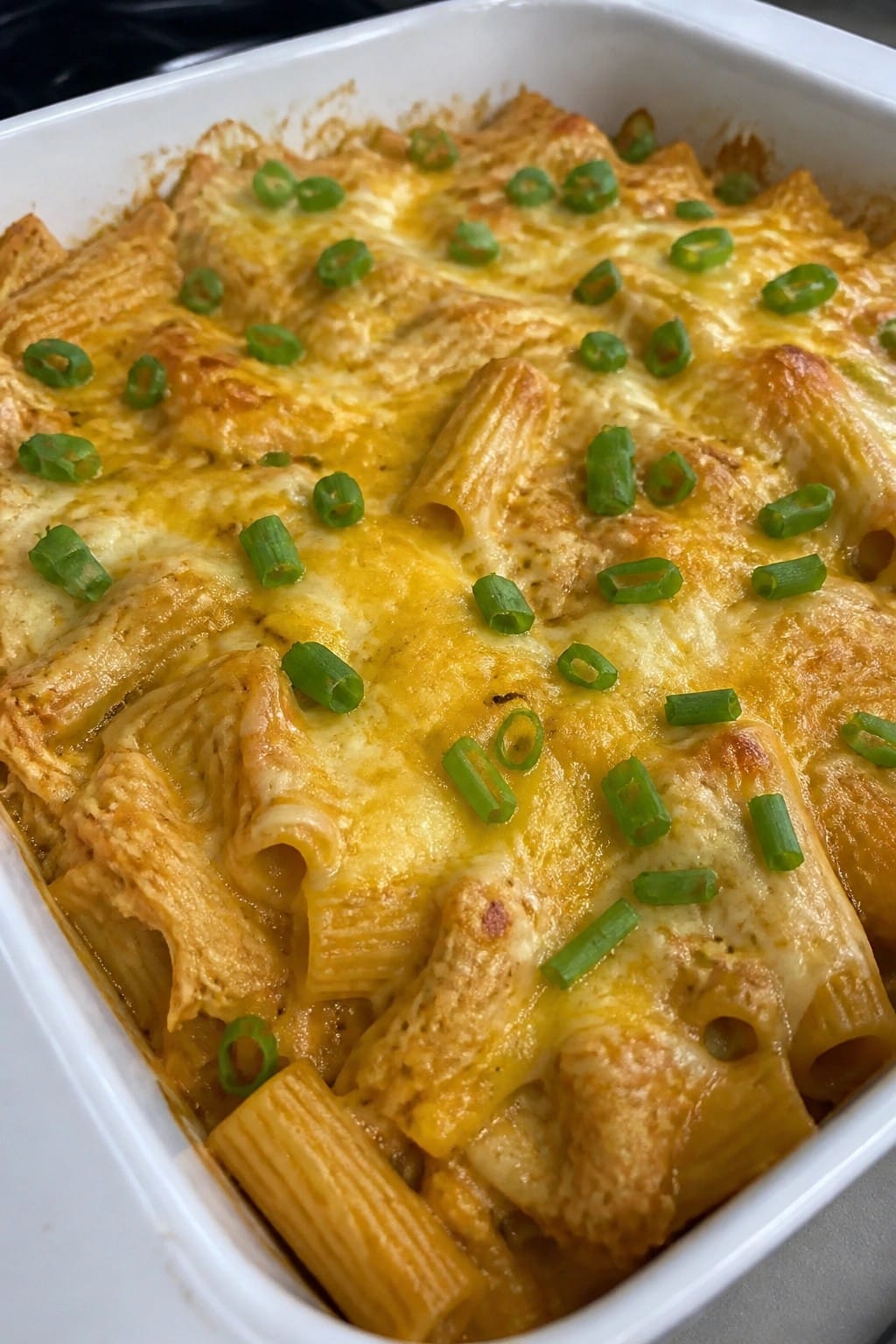 Spicy Buffalo Chicken Rigatoni Bake