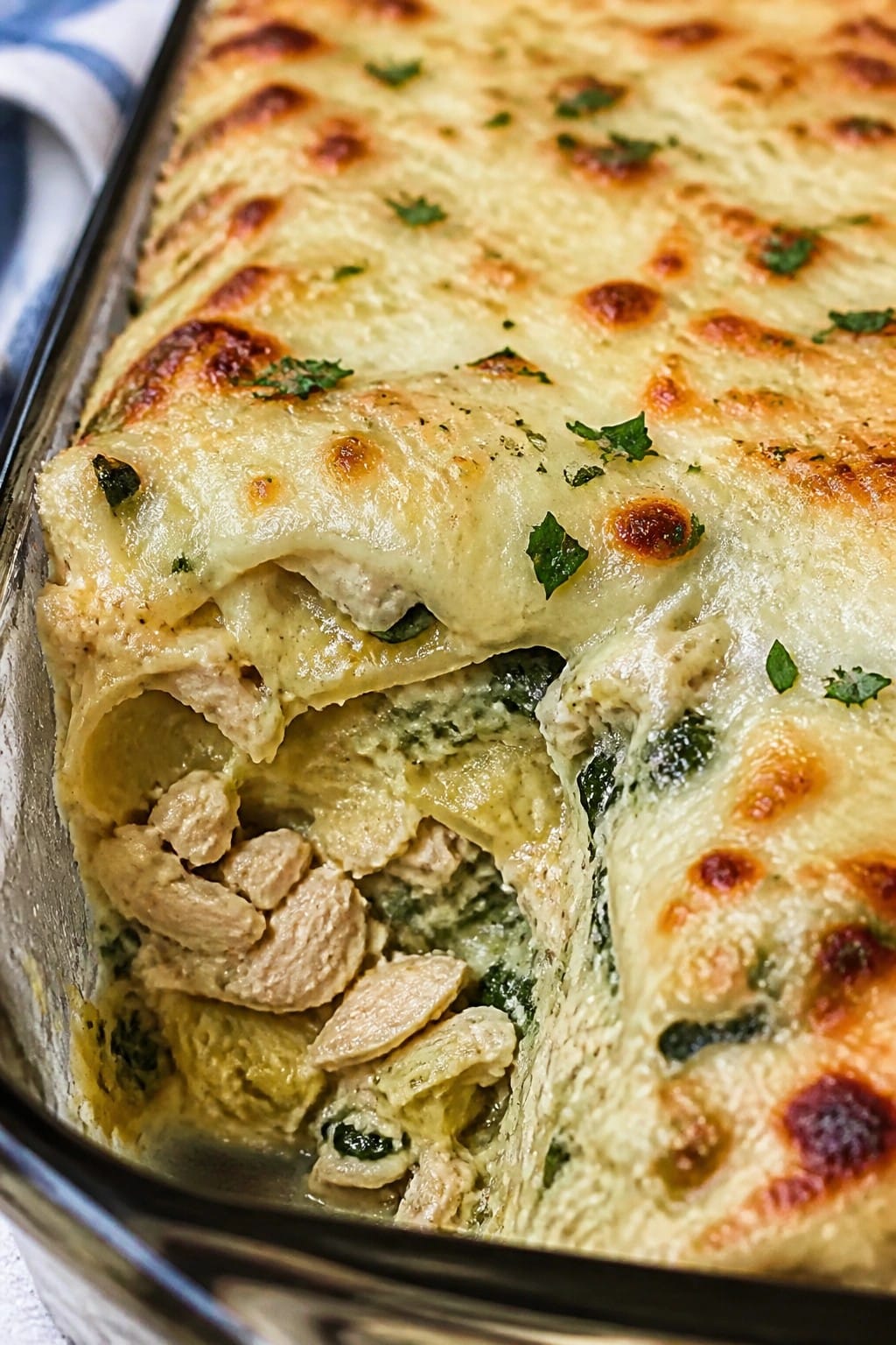 Spinach Artichoke Chicken Lasagna Casserole