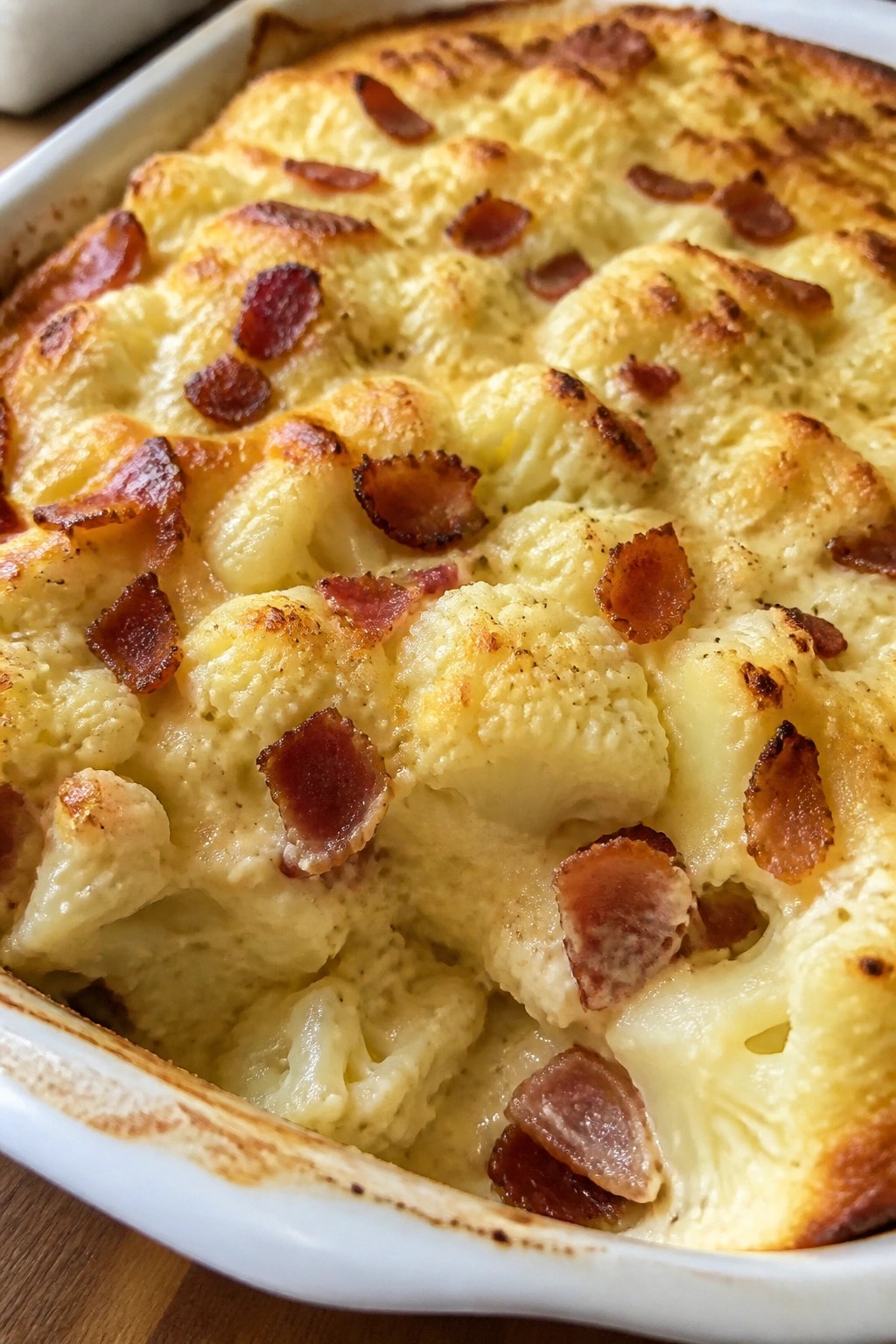 Bacon Egg Cauliflower and Gruyere Casserole