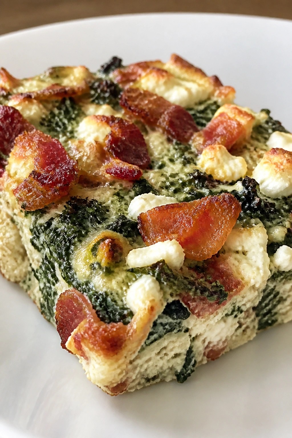 Bacon Egg Kale and Goat Cheese Casserole