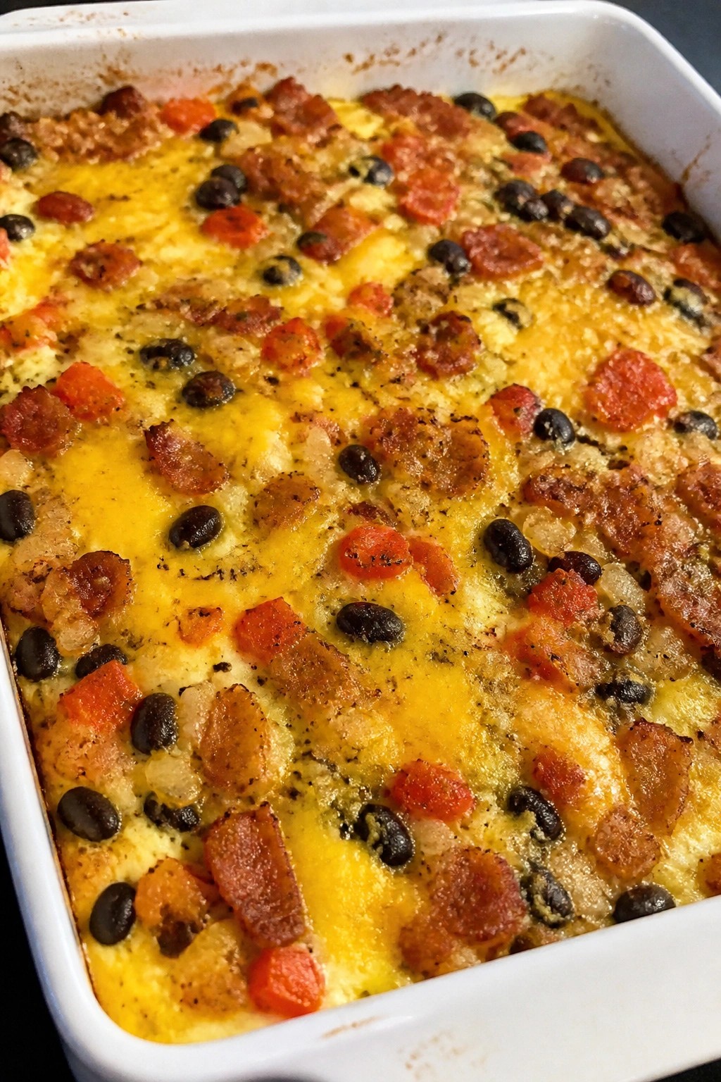 Mexican Bacon Egg Black Bean Casserole