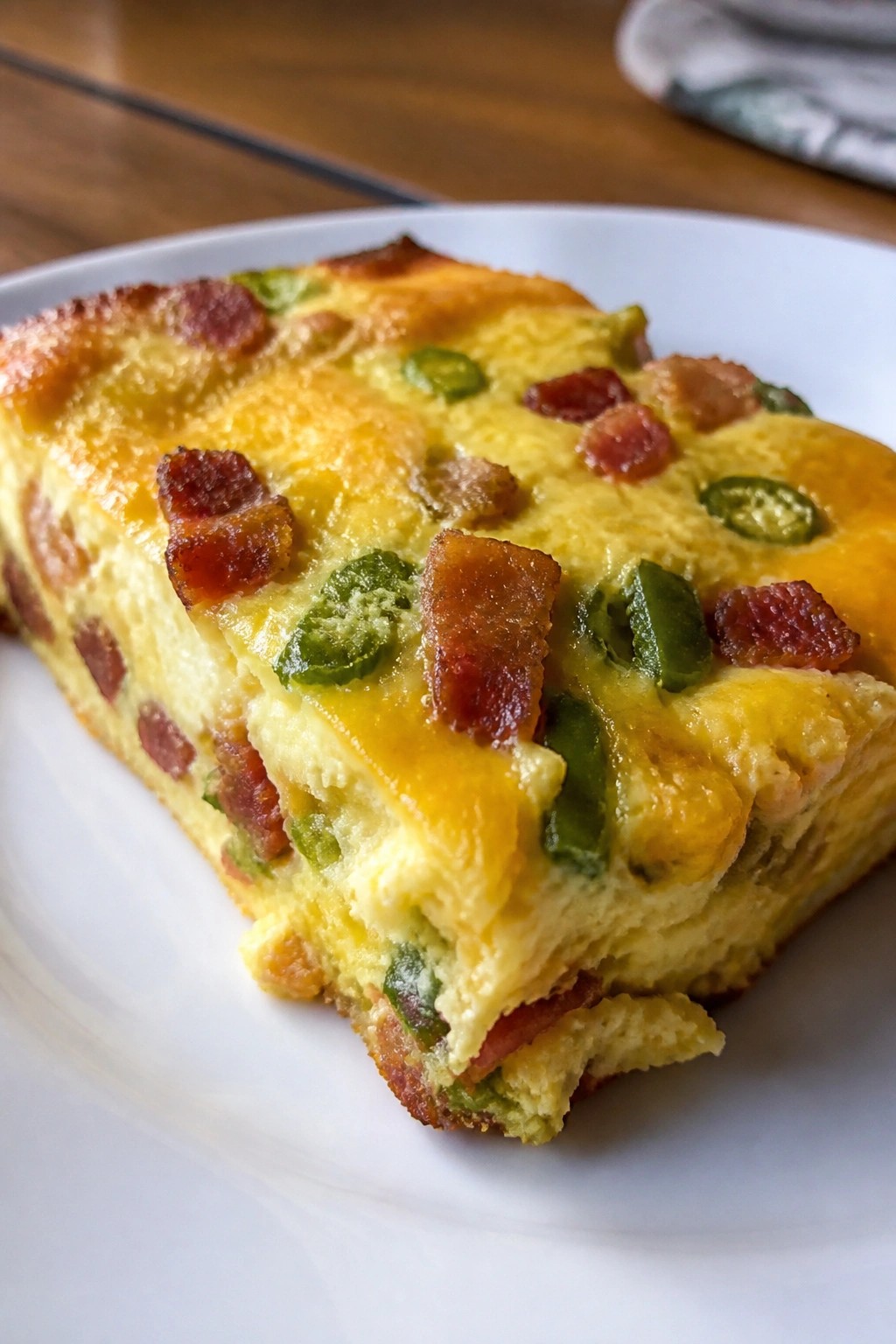 Spicy Bacon Jalapeño Cheddar Egg Casserole