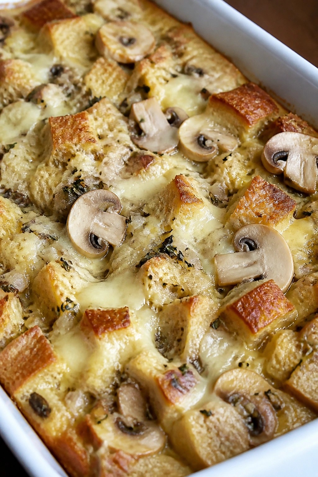 Mushroom Swiss Breakfast Casserole