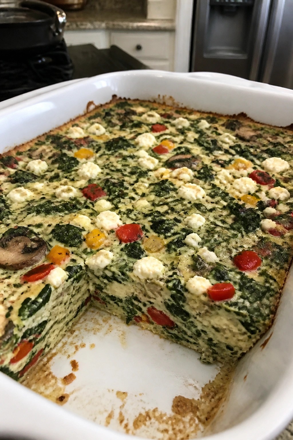 Spinach Feta Veggie Breakfast Casserole