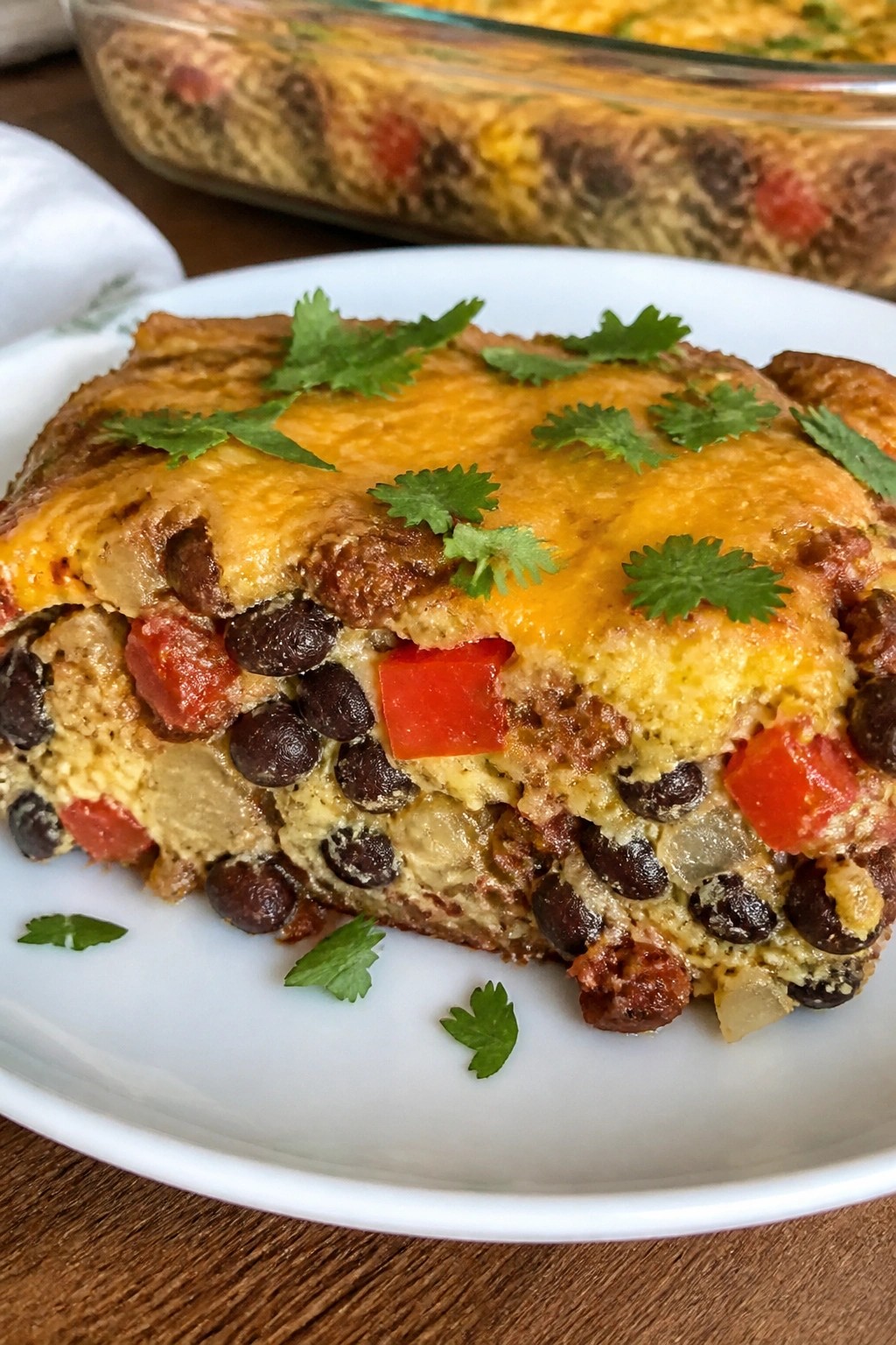 Spicy Chorizo Black Bean Breakfast Casserole