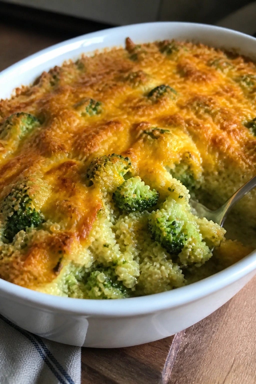 Broccoli Cheddar Quinoa Bake