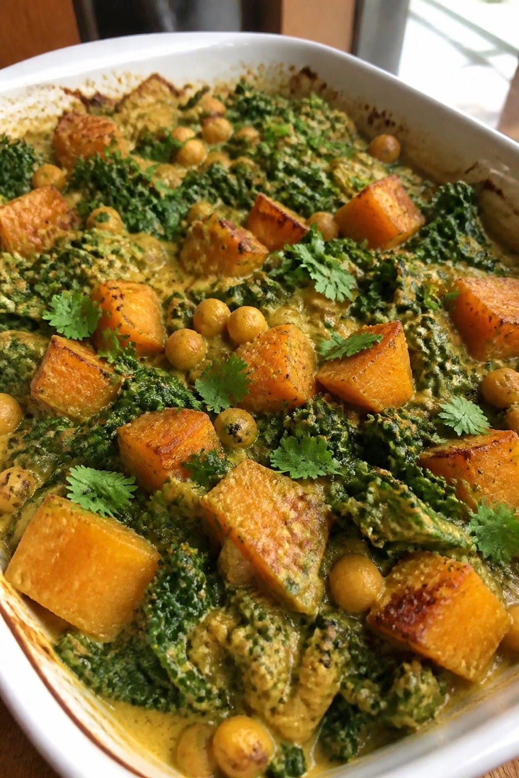Butternut Squash Kale Coconut Curry Casserole