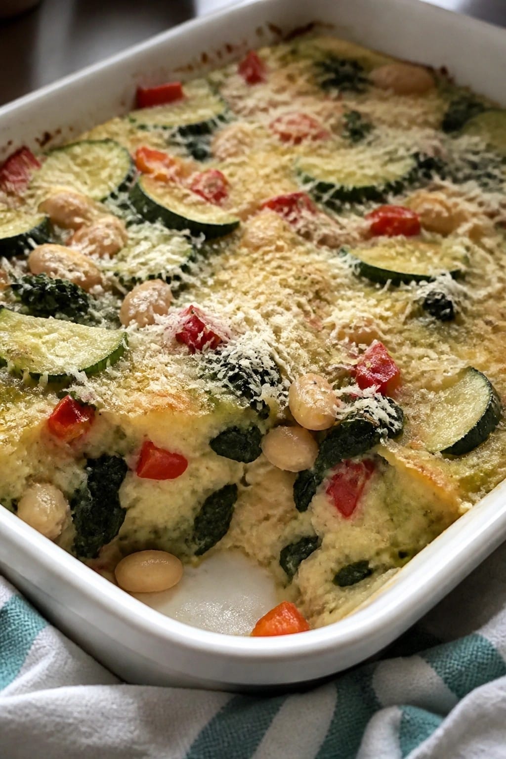 Creamy White Bean Polenta Vegetable Bake