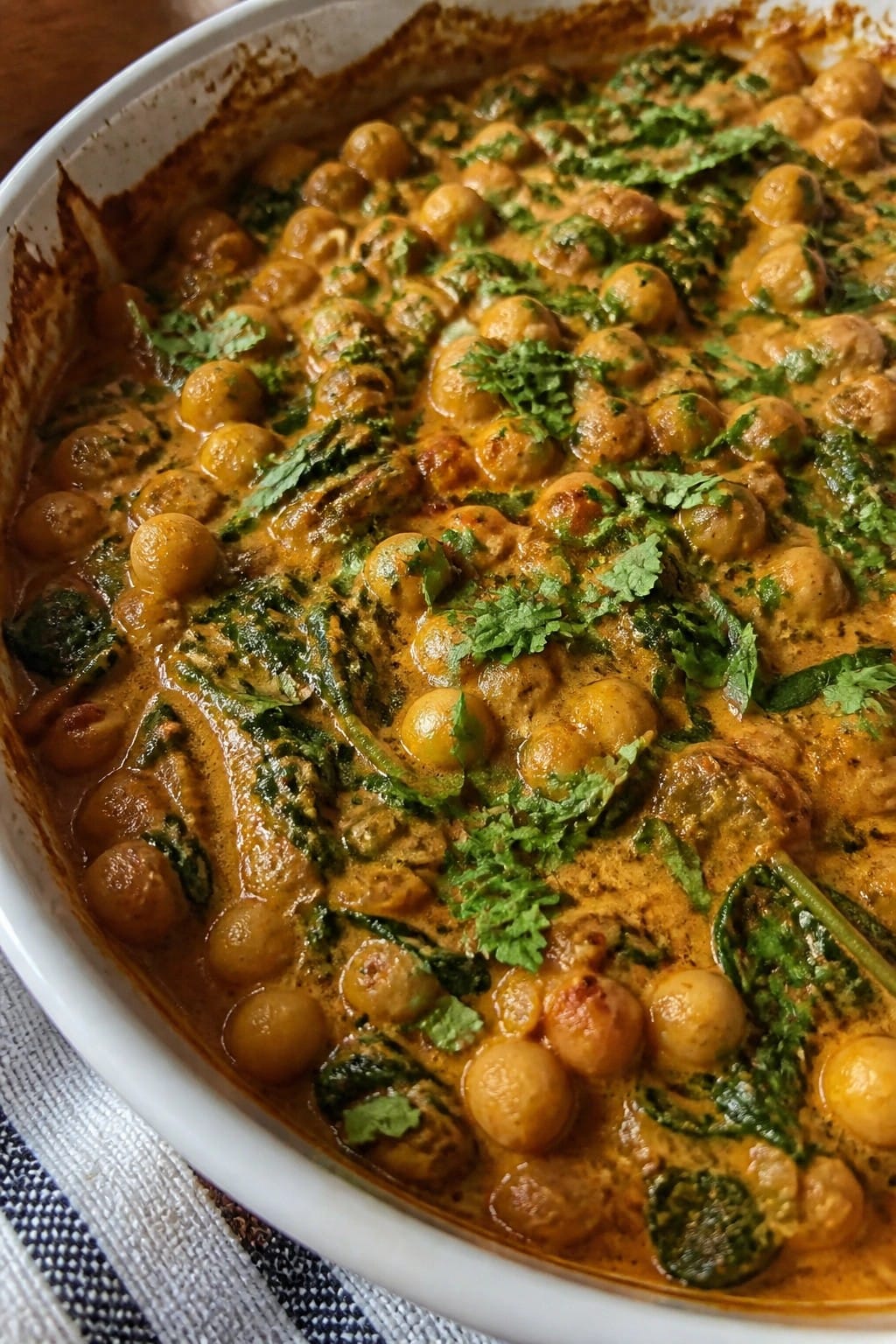Indian-Spiced Chickpea Spinach Casserole