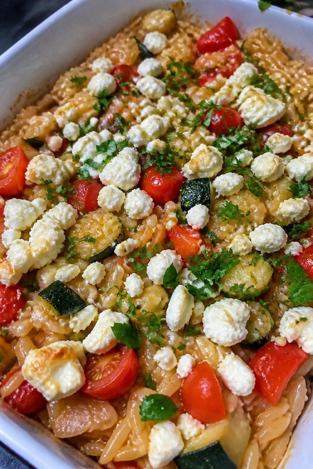 Mediterranean Orzo Vegetable Bake with Feta