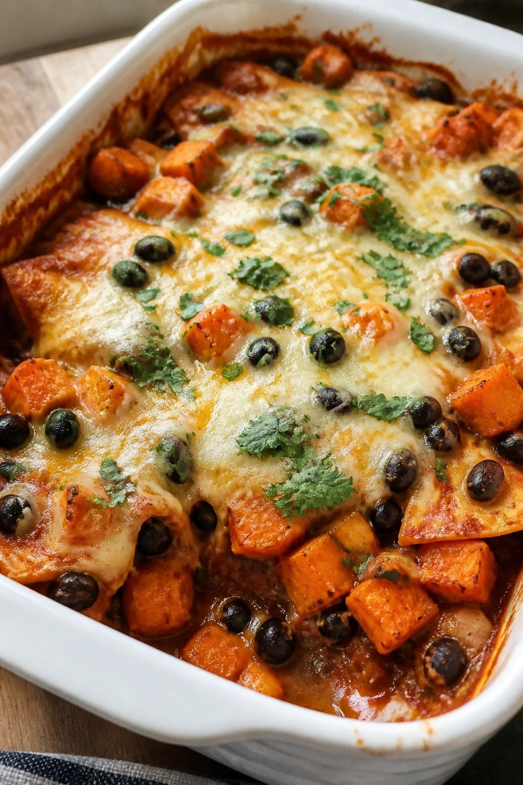 Sweet Potato Black Bean Enchilada Casserole