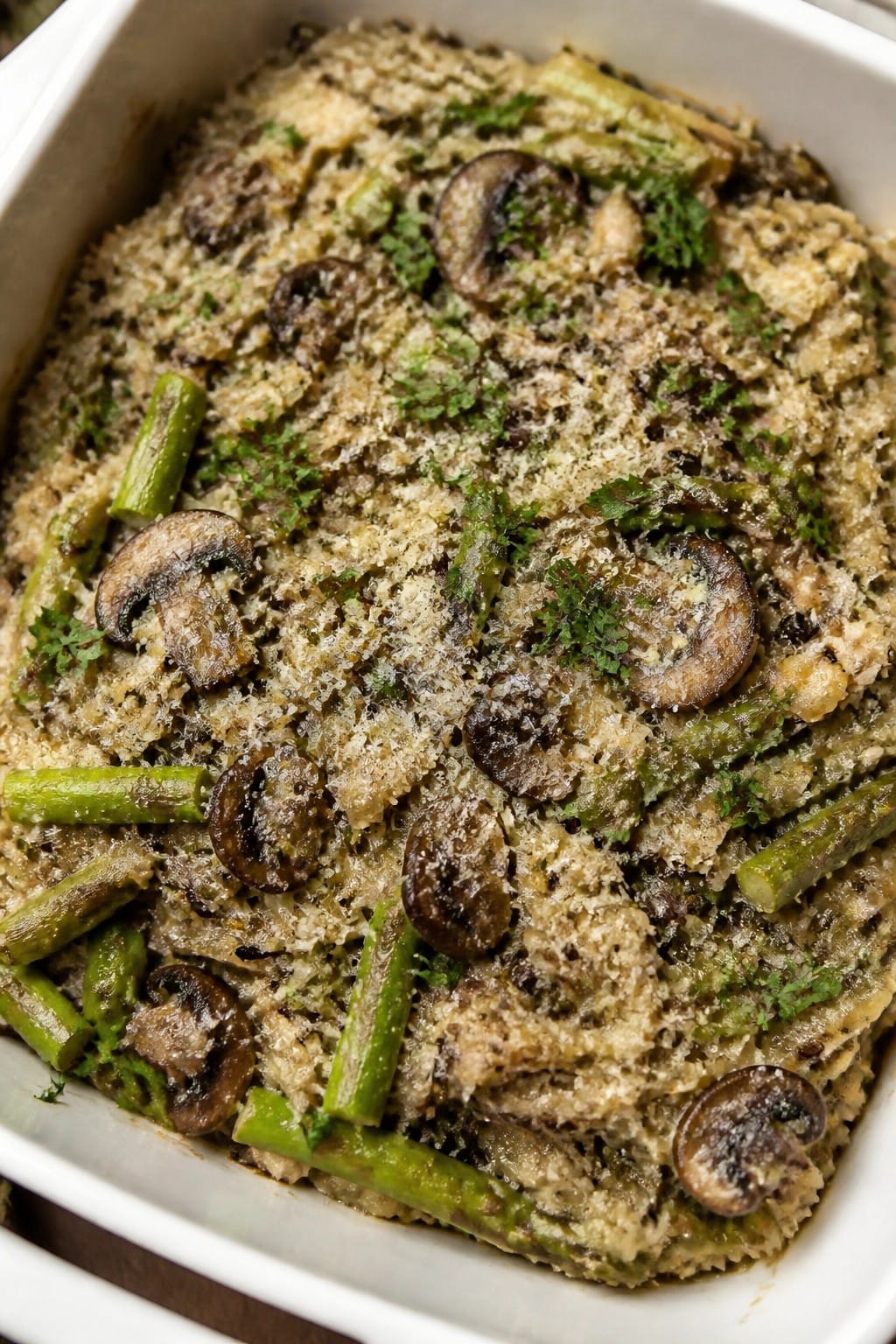 Wild Rice Asparagus Mushroom Casserole
