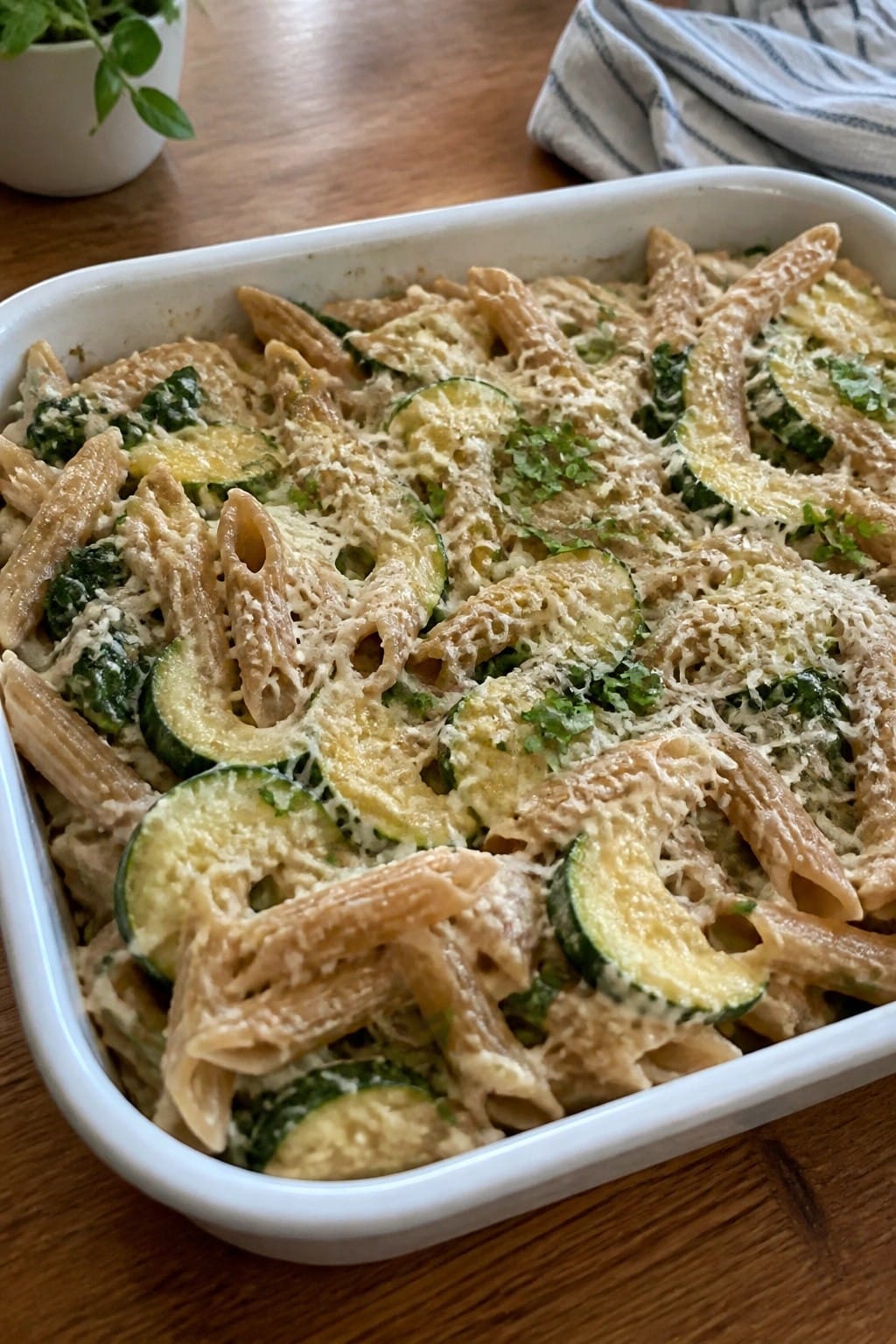 Zucchini Ricotta Whole Wheat Pasta Casserole